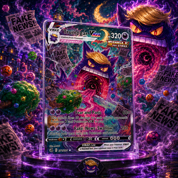 [Pre-Sale] 👻 Trumpgar VMAX 🌪️ – “Fake News Swallow” Limited Edition Parody Collectible Card 🇺🇸