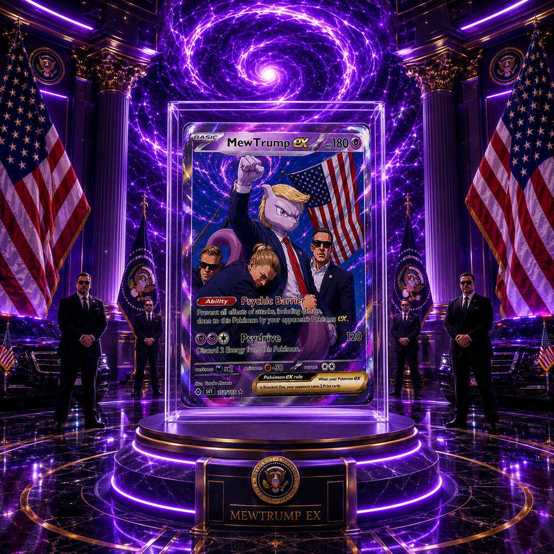 MewTrump EX Psychic Guardian Collector Card – Cosmic Edition Trading Card Art