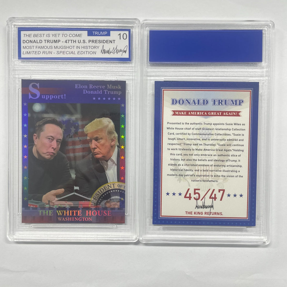 Donald Trump & Elon Musk Collector's Trading Card - Gem Mint 10 Rated
