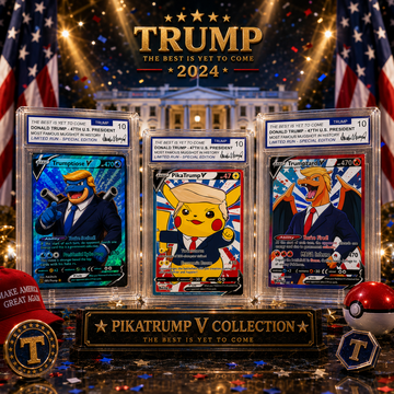 🔥 Trumpzard V 🔥 + ⚡ PikaTrump V ⚡ + 💧 Trumptiose V 💧 3-Pack – Limited Edition Parody Collectible Cards 🇺🇸
