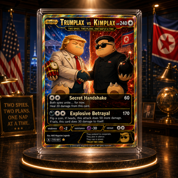 🤝 [PRE-SALE] Trumplax vs Kimplax – Secret Handshake Collector Card | Rival Summit Edition 🤝