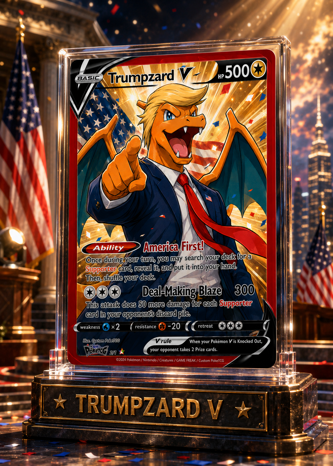 🔥"Trumpzard V" Limited Edition Patriotic Parody Collectible Card🔥