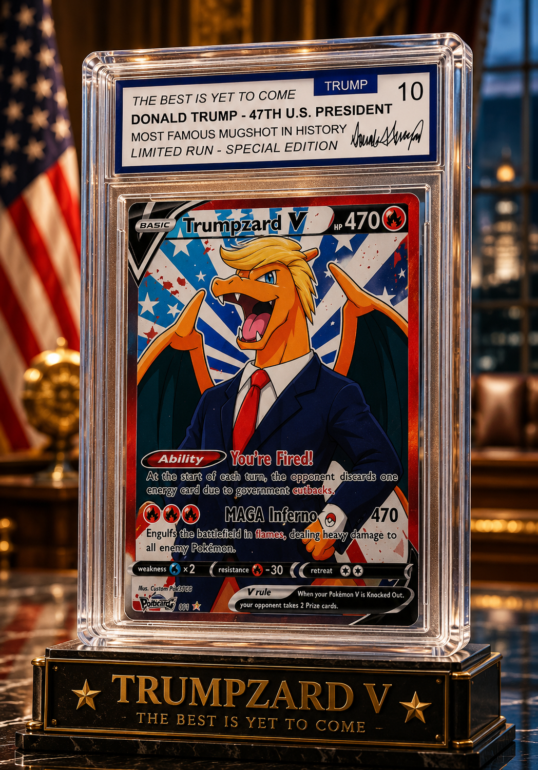 🔥 “Trumpzard & Pikatrump ⚡V 2 Pack” Limited Edition Parody Collectible Card⚡ 🔥